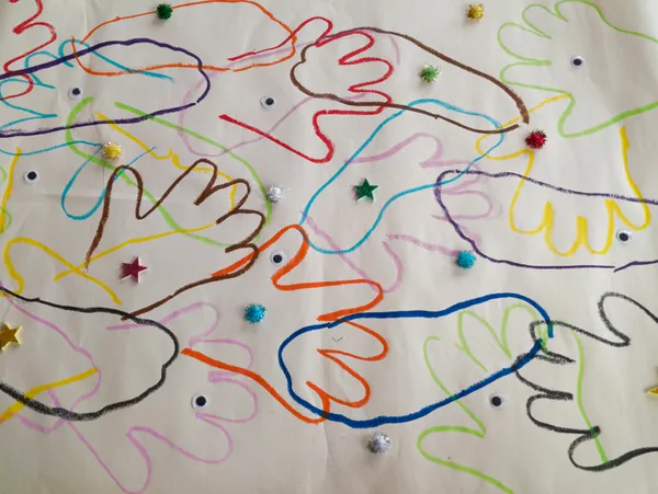 A drawing of connected hands exploring relationship and embodied presence